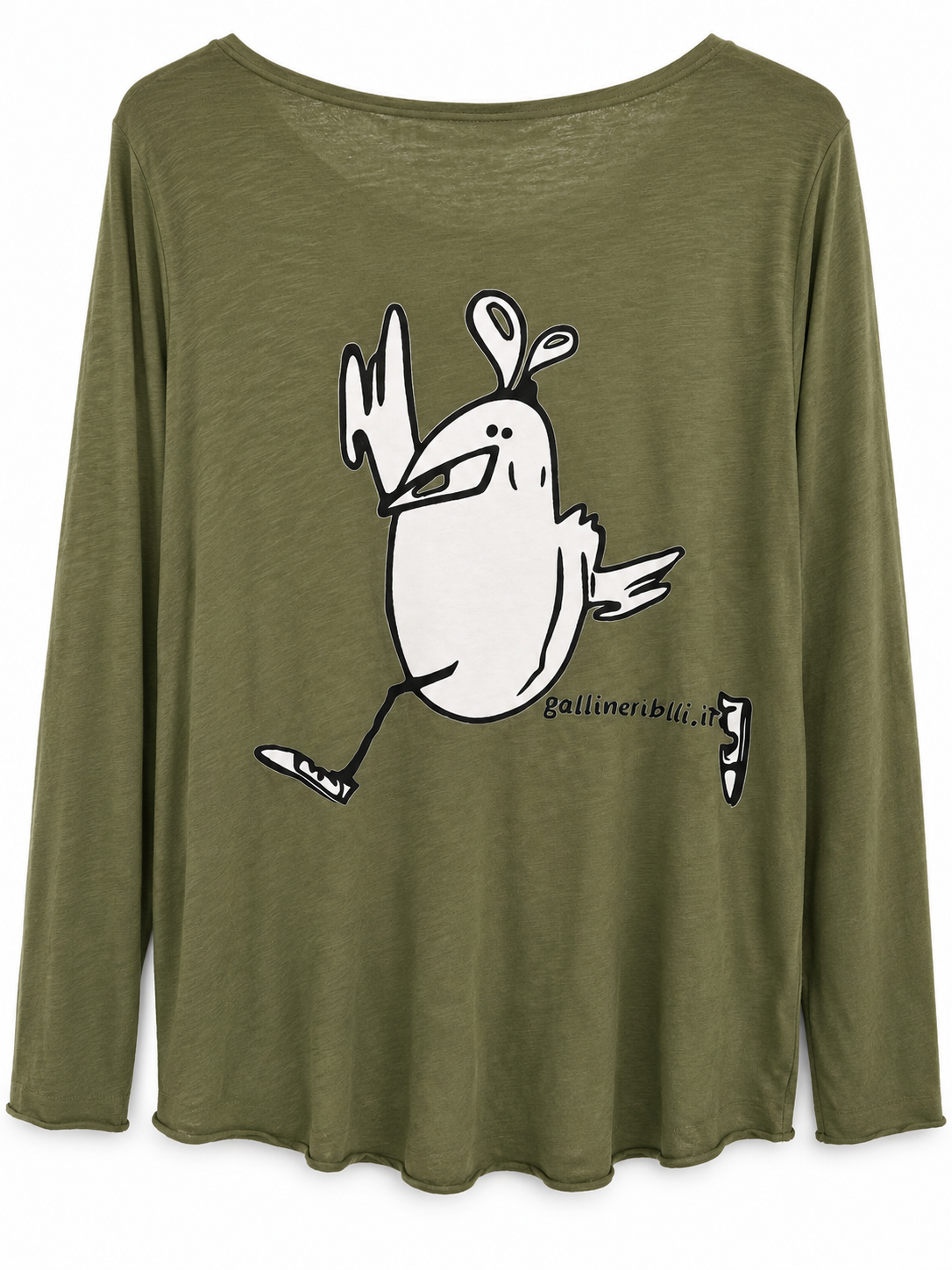Retro della T-shirt verde oliva Gallina Ribelle