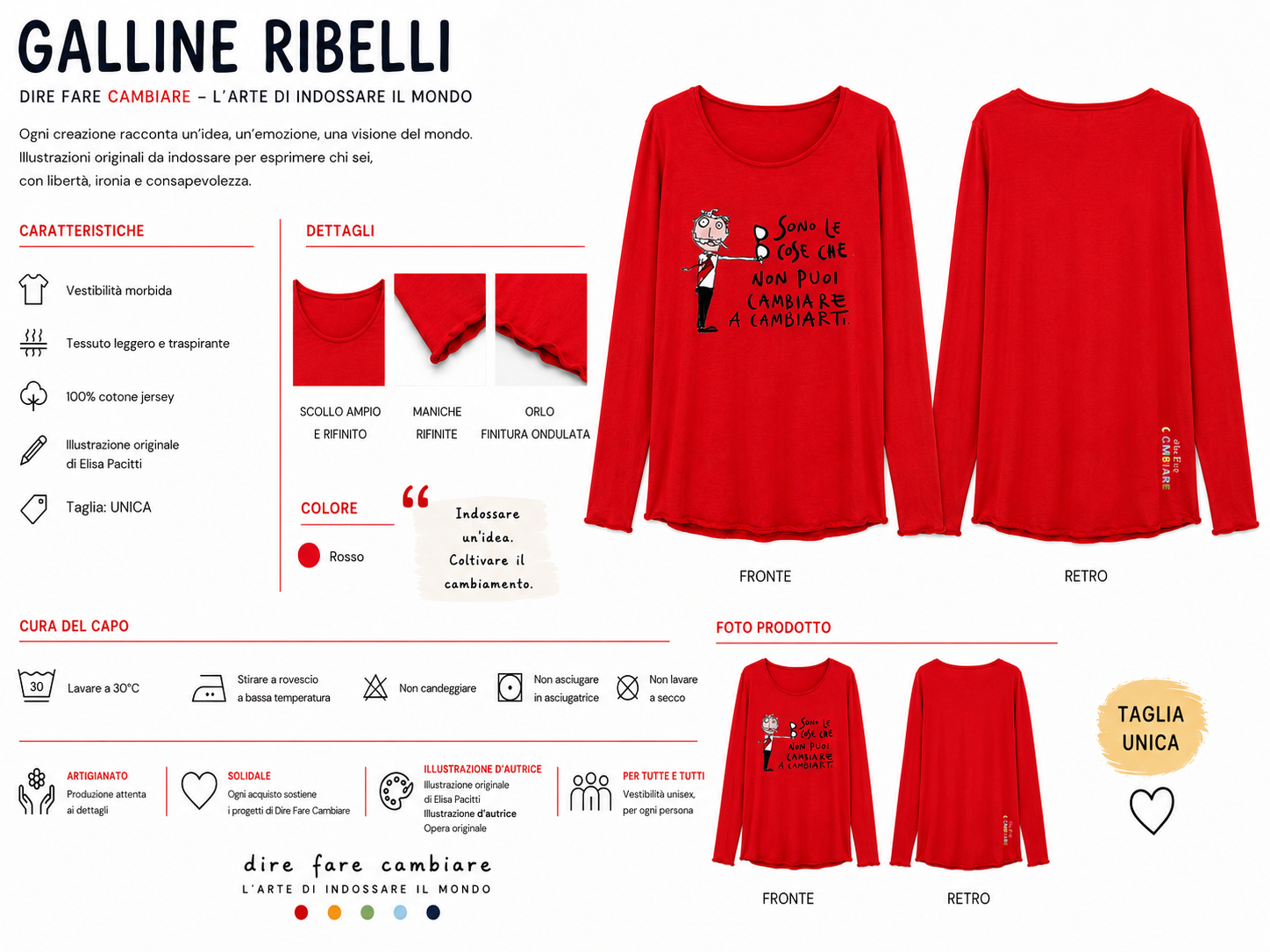 Scheda prodotto della maglia rossa Sono le cose che non puoi cambiare a cambiarti